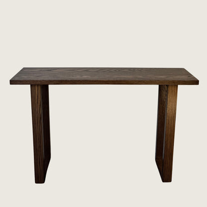 Walnut Classic Hallway Table — solid American Oak hardwood console table with U-shaped timber legs in walnut stain finish, front view