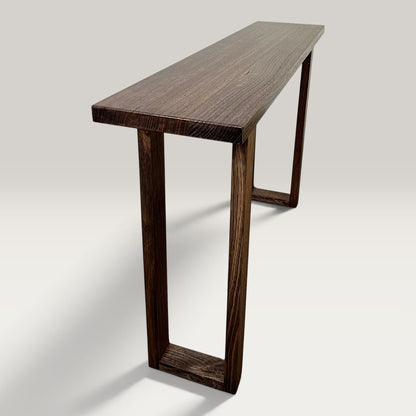 Dark Oak Classic Hallway Table — a dark hardwood console table angled view with a light background